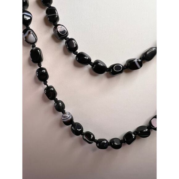 NEW Botswana agate 44 inch necklace with sterling silver clasp - Picture 2 of 12